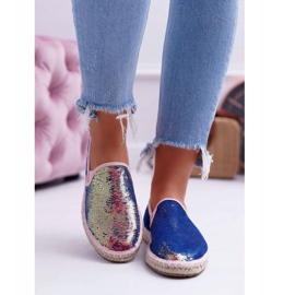 Damen Espadrilles Big Star Iridescent Pailletten DD274A164 marineblau 2