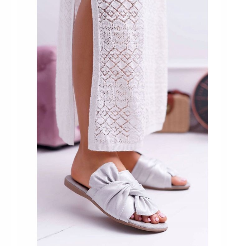 EVE Damenhausschuhe mit grauer Sitzschleife 1