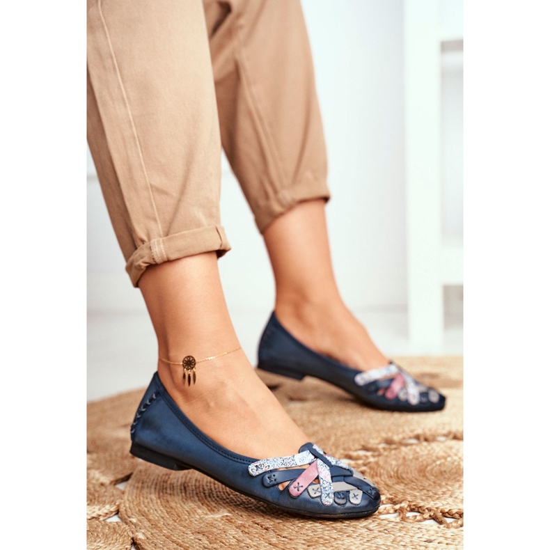 Damen Ballerinas Maciejka Leder Marineblau 01358 navy blau 2