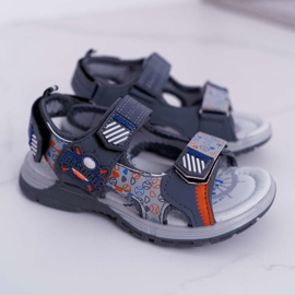 FRROCK Kinder Jugend Jungen Sandalen mit Klettverschluss Grau Reksio 2
