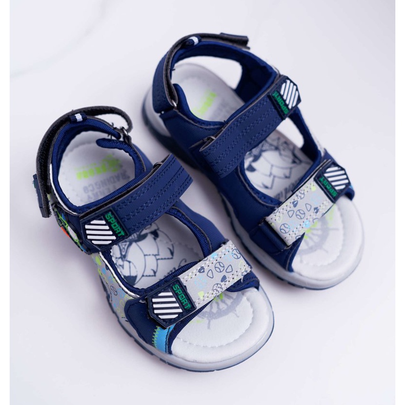 FRROCK Kinder Jugend Jungen Sandalen mit Klettverschluss Marineblau Reksio navy blau 1
