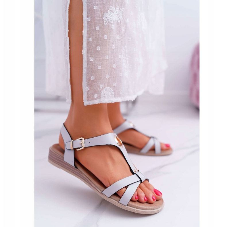 Damen Sandalen Flat Grey S.Barski Brimnes grau 1