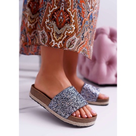 S.Barski Elegante Damen Hausschuhe Dicke Jerseysohle blau 1