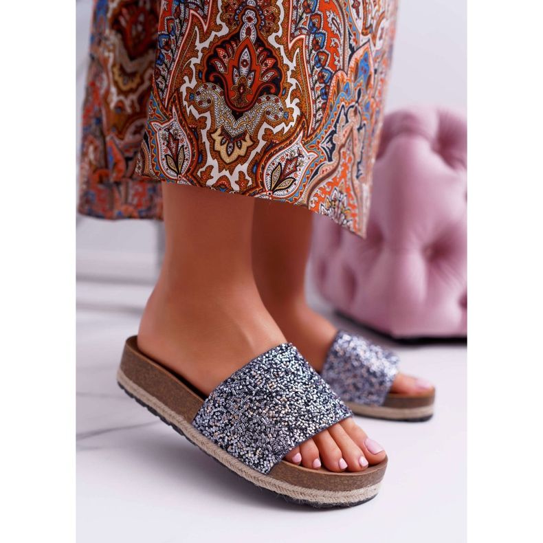 S.Barski Elegante Damen Hausschuhe Dicke Jerseysohle blau 1