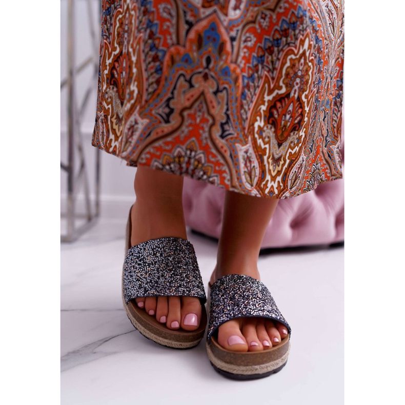 S.Barski Elegante Damen Hausschuhe Dicke Jerseysohle blau 2