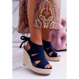 BUGO Sandalen für Damen mit Keilabsatz Yenga Wedge navy blau 1
