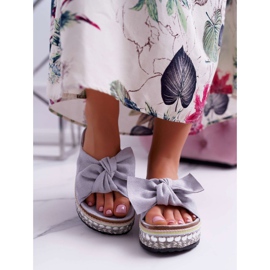 Damen Hausschuhe mit Schleifen Dicke Sohle Grau Milady 2