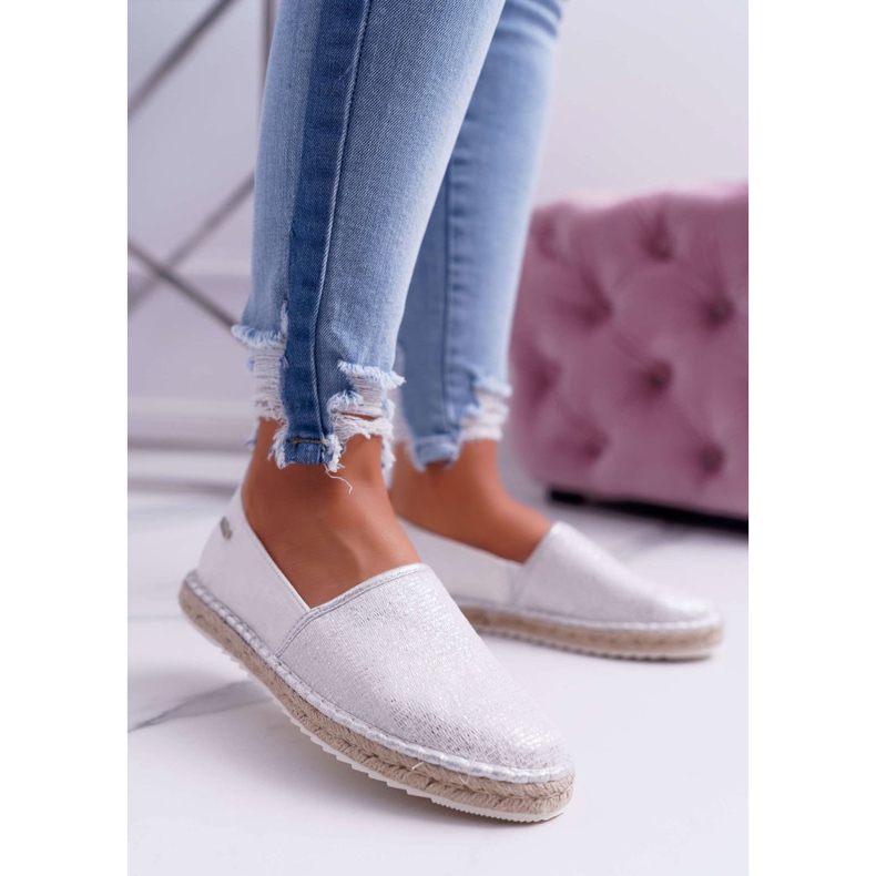 Damen Espadrilles Big Star Geflochtene Sohle Silber DD274770 grau 1