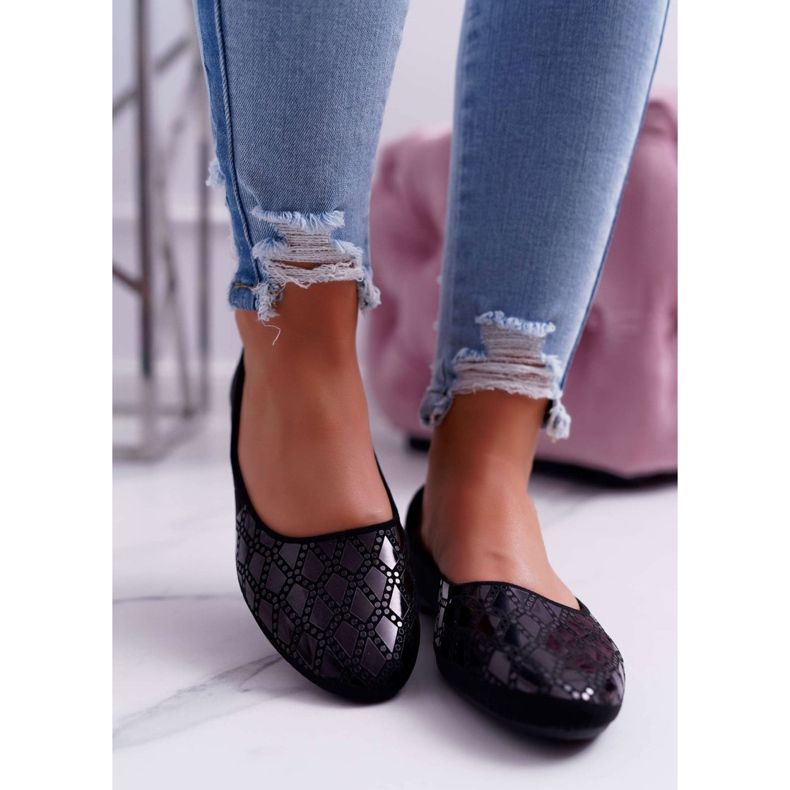 EVE Damen Wildleder Schwarz Merante Ballerinas 2