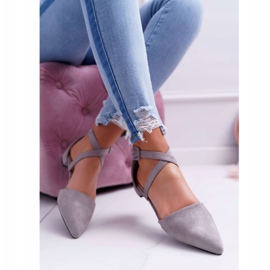 PS1 Graue Wildlederballerinas für Damen in Spitz Medena 2