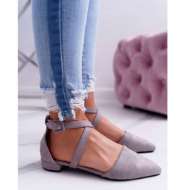 PS1 Graue Wildlederballerinas für Damen in Spitz Medena 1