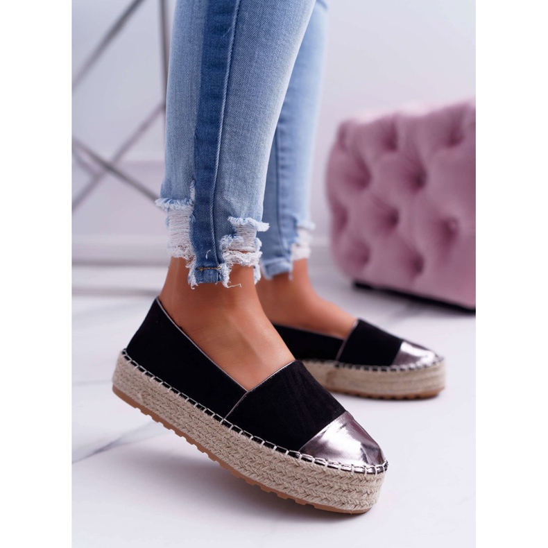 Damen Espadrilles Schwarz Ringer Platform 1