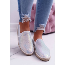 Damen Espadrilles Big Star Iridescent Pailletten Weiß DD274A162 1