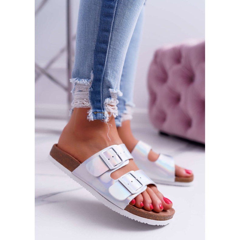 Damen Silber Hausschuhe Big Star DD274134 grau 1