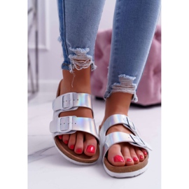 Damen Silber Hausschuhe Big Star DD274134 grau 2