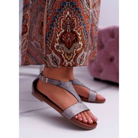 Damen Sandalen Flach Sergio Leone SK020 Grau Magra 1