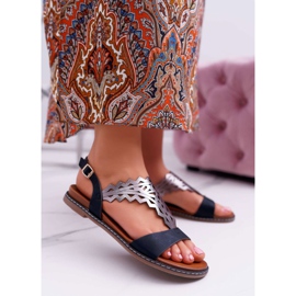 Damen Sandalen Flach Sergio Leone SK011 Schwarz Lirielle 1