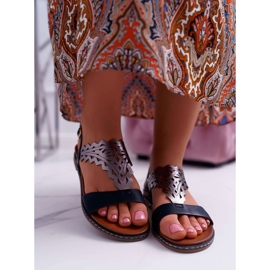 Damen Sandalen Flach Sergio Leone SK011 Schwarz Lirielle 2