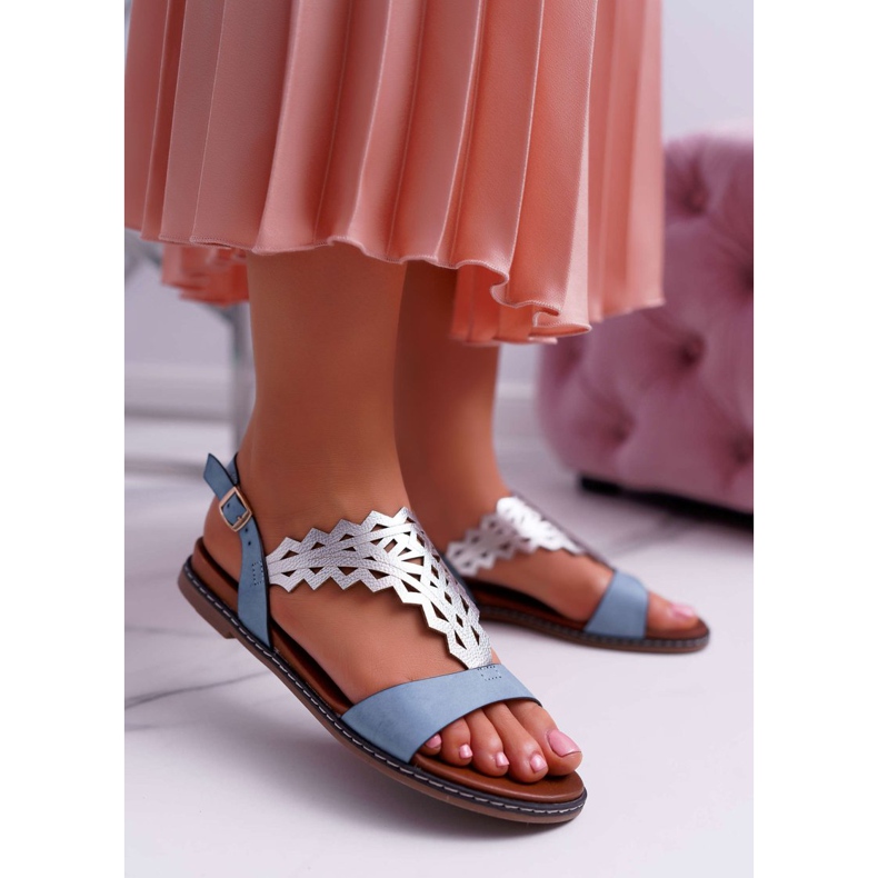 Damen Sandalen Flach Sergio Leone SK011 Blau Lirielle 1