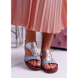 Damen Sandalen Flach Sergio Leone SK011 Blau Lirielle 2