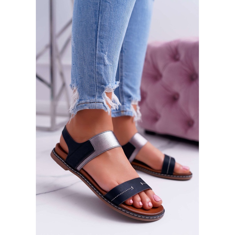 Damen Sandalen Flach Sergio Leone SK014 Schwarz Agrina 1