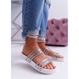 Moow Damen Hausschuhe Mit Cubic Zirkonia Weiß Larena 1