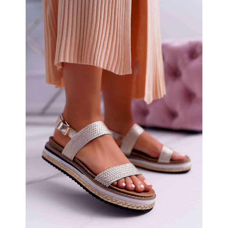Moow Sandalen für Damen auf den Espadrilles Golden Sarabel Platform 1