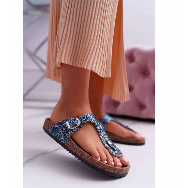 EVE Damen Hausschuhe Marineblau Flip-Flops Baisan 2