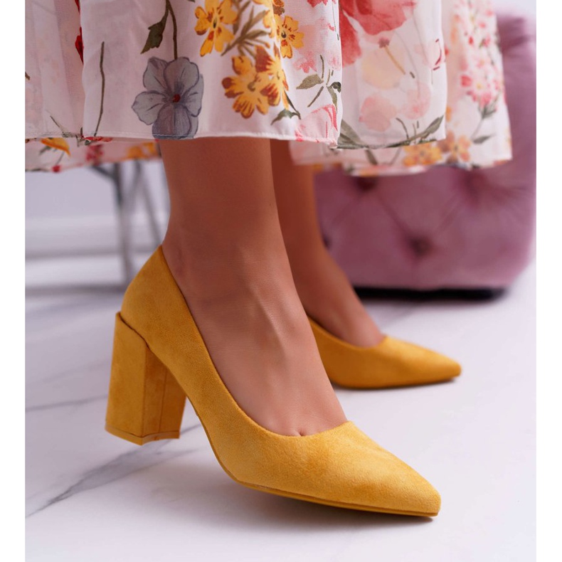 PS1 Damen Pumps mit Absatz Wildleder Gelb Neshka 1