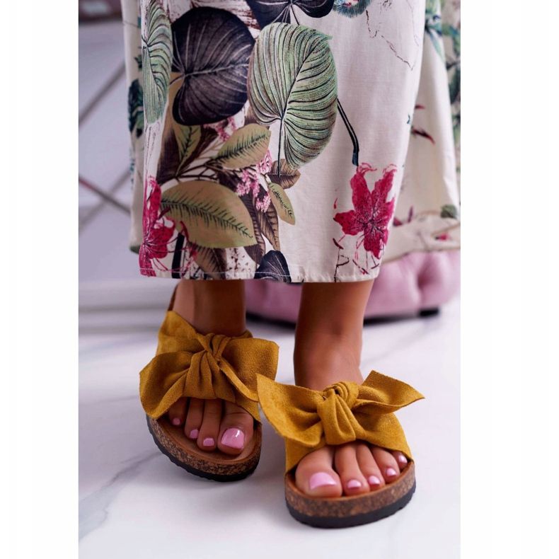 BUGO Damen Hausschuhe mit Schleife Gelb Randy 2