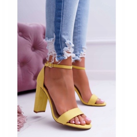 ADY Damen Sandalen mit Absatz Wildleder Gelb Anastasie 2