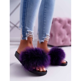 Damen Hausschuhe mit Naturfell Violet Naturis lila 1
