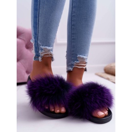 Damen Hausschuhe mit Naturfell Violet Naturis lila 2