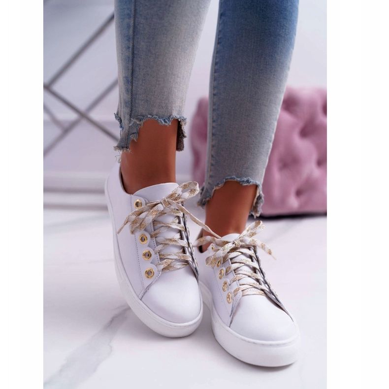 Nicole Damen Leder Sneakers Weiß Viss 2