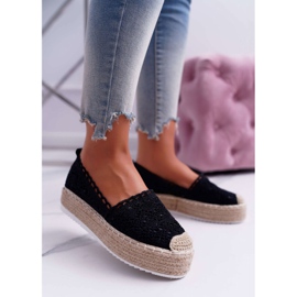 Schwarze Espadrilles aus Spitze für Damen Lovely Haven 1