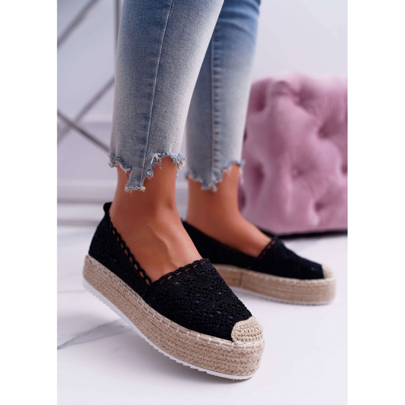 Schwarze Espadrilles aus Spitze für Damen Lovely Haven 1