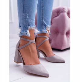 PS1 Damen Pumps mit Absatz in Spitz Grau Verkehr 1