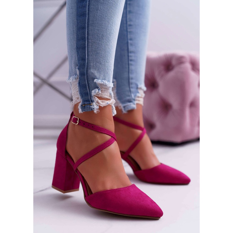SEA Pumps für Damen mit Absatz in Spitz Fuchsia Traffic rosa 1
