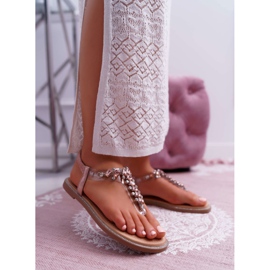 FRERY Damensandalen Slip-on Mit Zirkonen Champagner Satina rosa 1