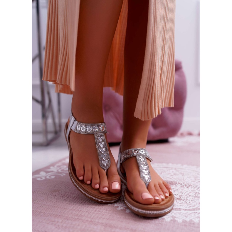 FRBS Damensandalen Slip-on Mit Zirkonen Silber Mabellena grau 2