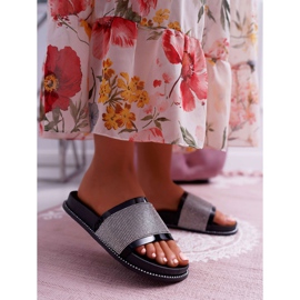 FRBS Damenpantoffeln, profiliert mit Zirkonia, Schwarz Rentre 1