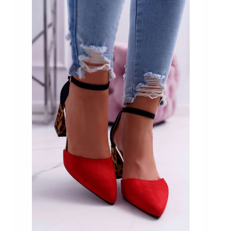 PS1 Damen Pumps mit Absatz Leopard Red Ferri braun schwarz rot 2