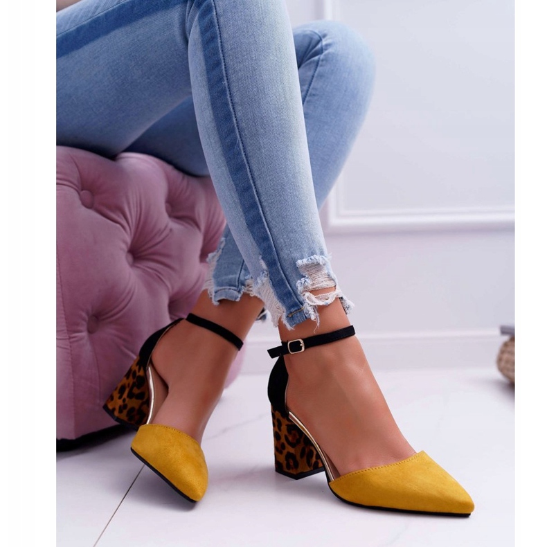 PS1 Damen Pumps mit Absatz Leopard Yellow Ferri braun schwarz mehrfarbig gelb 1