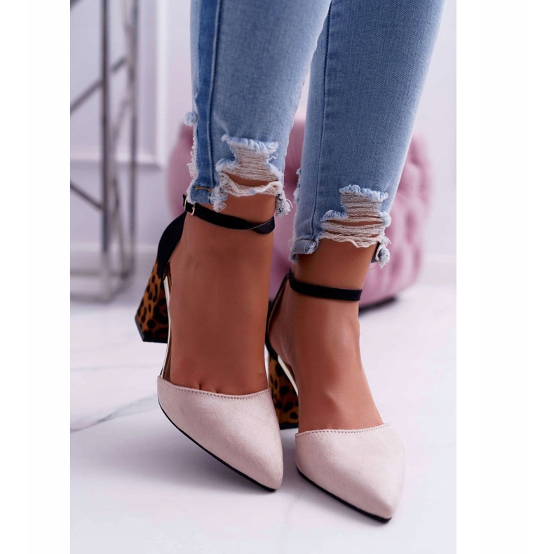 PS1 Damen Pumps mit Absatz Leopard Beige Ferri schwarz mehrfarbig 2