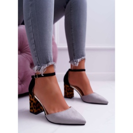 PS1 Damen Pumps mit Absatz Leopard Grey Ferri braun schwarz grau 2