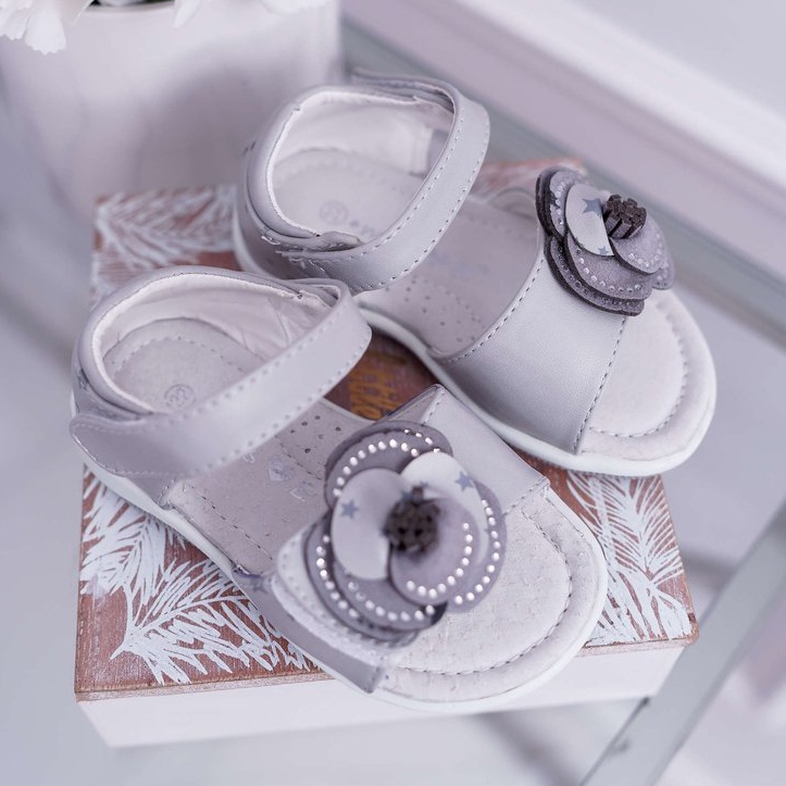 EVE Kindersandalen mit Klettverschluss für Mädchen Grau Flamenco 1