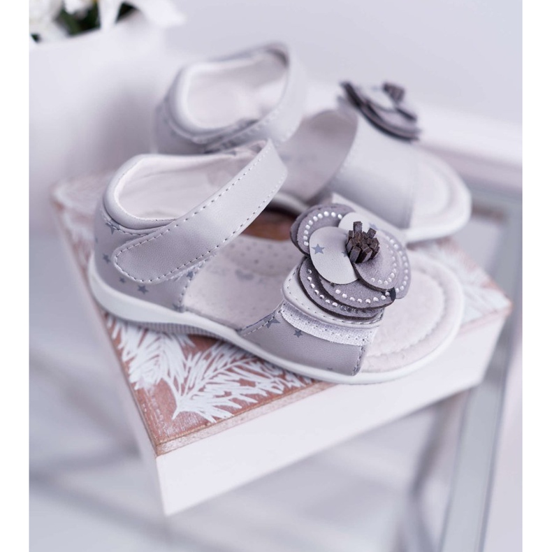 EVE Kindersandalen mit Klettverschluss für Mädchen Grau Flamenco 2