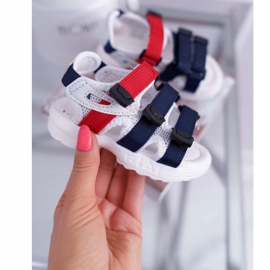 FRROCK Kinder Sandalen Mit Klettverschluss Für Mädchen Jungen Weiß Fima rot navy blau 2