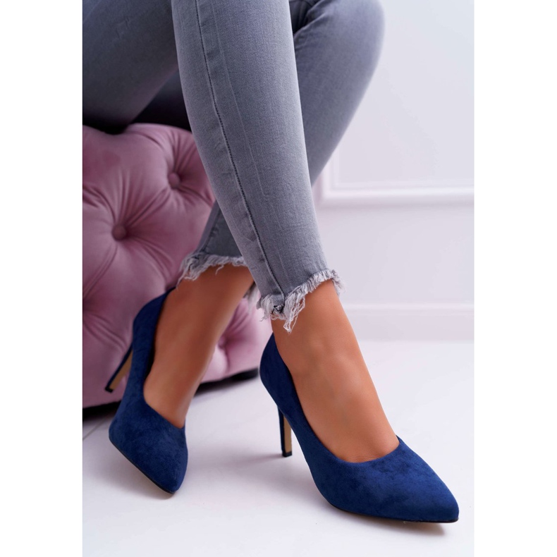 EVE Damen Stilettos Wildleder In Spitz Marineblau Kiss Me 1