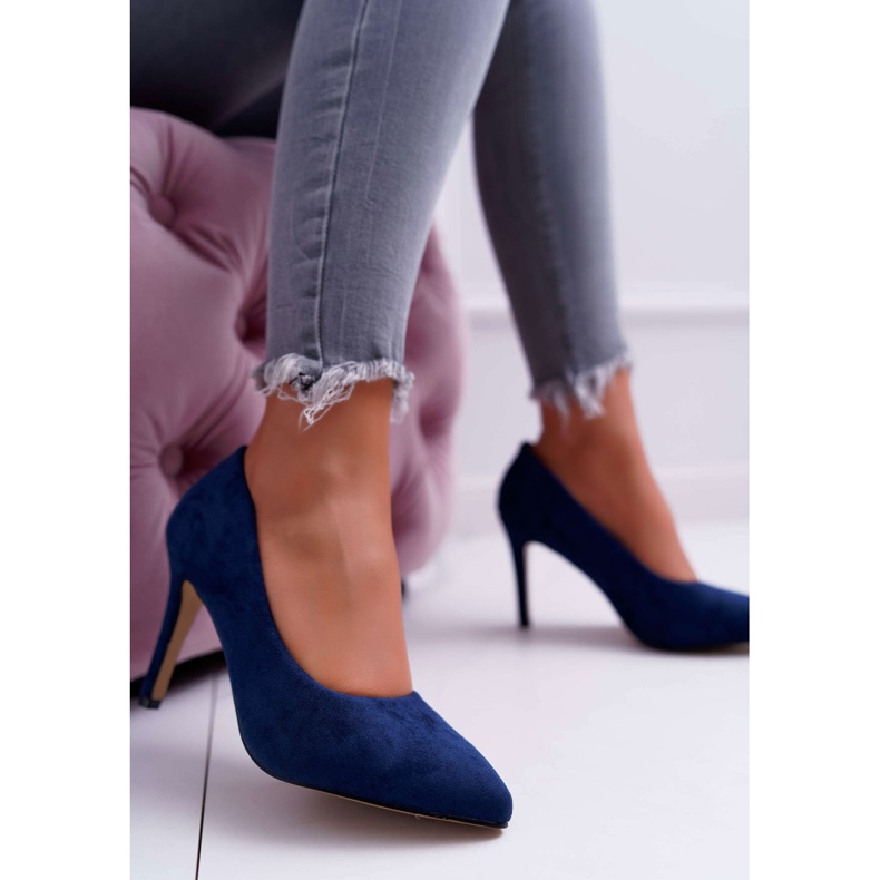 EVE Damen Stilettos Wildleder In Spitz Marineblau Kiss Me 2